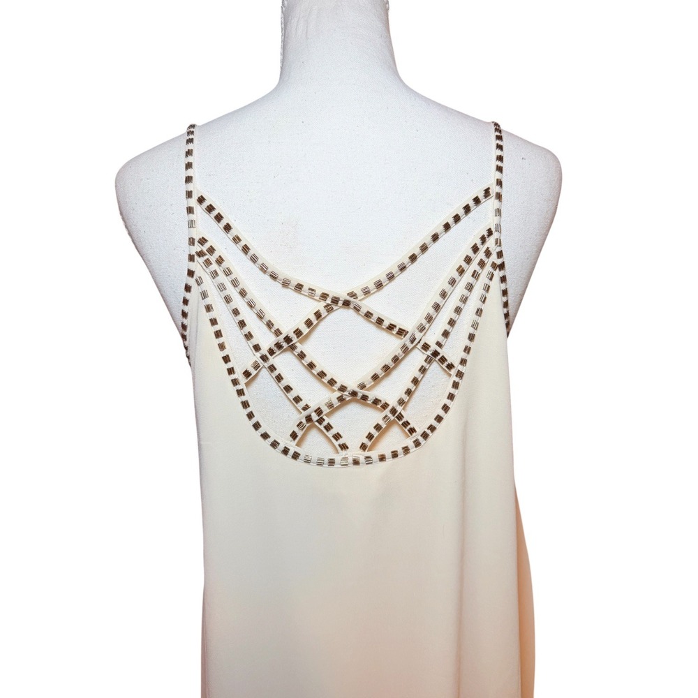White Beaded Cage Back Mini Dress Womens Size Medium Cream NWT Summer Cocktail - Picture 8 of 13
